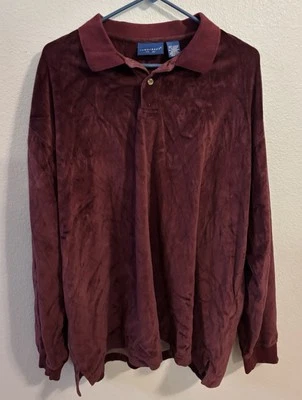 Towncraft Talla XXL Henley Polo Jersey Camisa Imitación Terciopelo Años 80’s Granate Foto 1 de 3