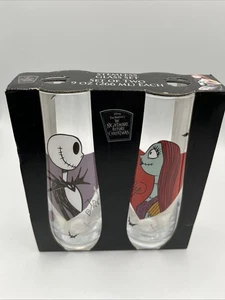 2 Oblong Glasses Nightmare Before Christmas Jack and Sally Barware 9 oz New In B - Picture 1 of 8
