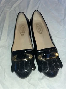 Tod’s Heaven Black Pin Fringe Leather Loafers Flats Size 34 - Picture 1 of 6