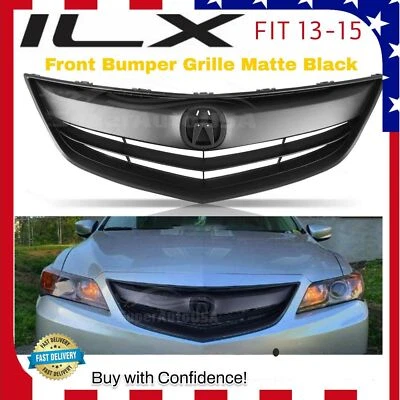 Conjunto de grade superior parachoque dianteiro Fit 2013-2015 Acura ILX preto fosco - Imagem 1 de 4