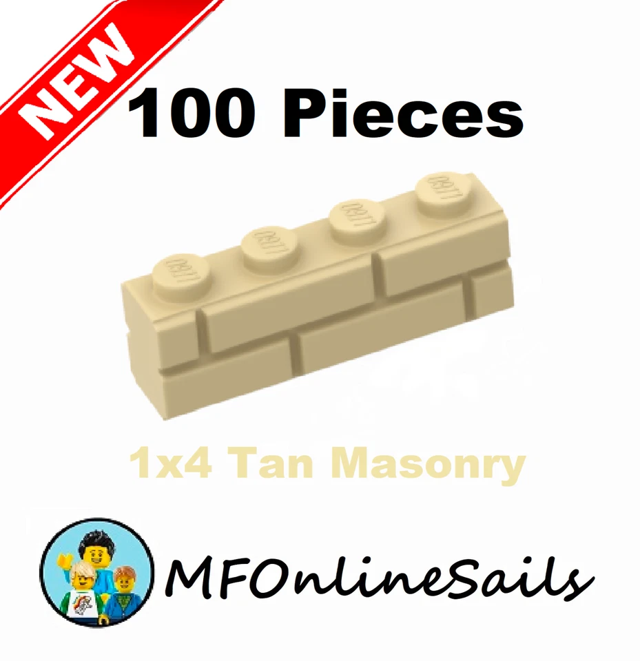 26 LEGO 1x4 Masonry Profile Bricks 15533 Modular Dark Flesh