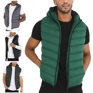 Mens Hooded Gilet Body Warmer Sleeveless Padded Puffer Quilted Jacket BRAVE SOUL - Picture 1 of 17