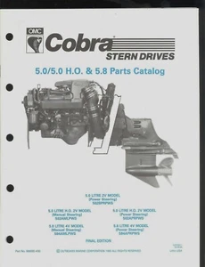 1990 OMC  / COBRA STERN DRIVE PARTS MANUAL 5.0/ 5.0 HO & 5.8  LITRE MODELS - Picture 1 of 6