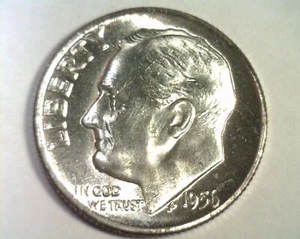 1956 ROOSEVELT DIME NICE UNCIRCULATED NICE UNC ORIGINAL COIN BOBS COINS 99c SHIP - Picture 1 of 2