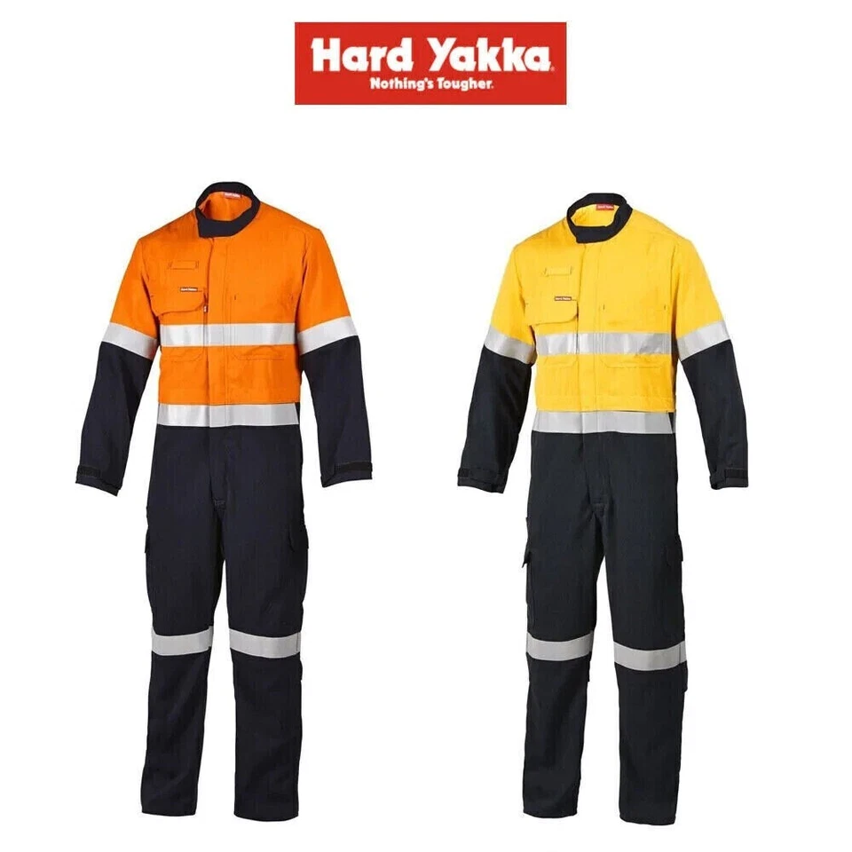 HARD YAKKA Fire Resistant Hi-Vis Safety Taped Tecasafe Work Overalls (Y00303) - Image 1 of 1