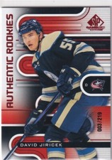 2022-23 UD SP GAME USED AUTHENTIC ROOKIES RED #227 JACKETS DAVID JIRICEK /219