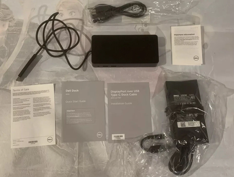 DELL WD15 Thunderbolt USB-C 4K Docking Station W/ 130w Power Adapter NEW In Box - Image 1 of 4