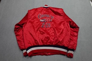 Vintage Chain Stitch Jacket Mens Large Red Camaro Z-28 Satin Coat Swingster 80s - Picture 1 of 13