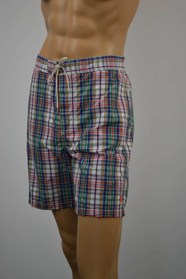 Ralph Lauren Hombres Multicolor Cuadros Bañador Corto/Naranja Poni Nuevo con Etiquetas-Grande Foto 1 de 4