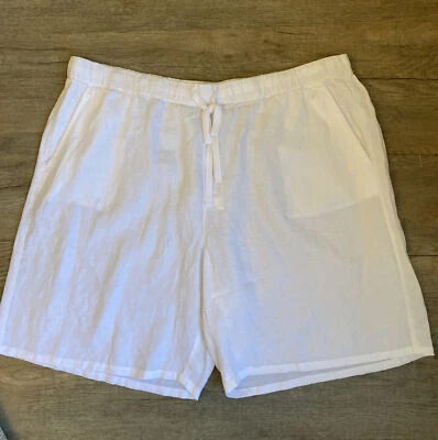 Pantalones Cortos Eileen Fisher Blanco Medio Muslo Lino Orgánico Talla 2XL $128 NUEVOS CON ETIQUETAS Foto 1 de 4