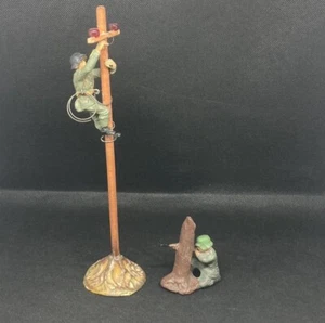 Soldat hinter Baum & oben Telegraphenmast von Unbekannt und Elastolin (gelb 1000) - Bild 1 von 20