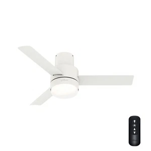 Hunter Fan 44 inch Low Profile Matte White Ceiling Fan with Light Kit and Remote - Picture 1 of 7