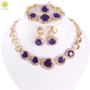 Set collana rotonda zirconi placcati oro strass set gioielli matrimonio africano - Foto 1 di 29