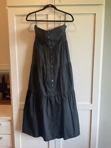 $285 Staud Women's Black Stapless Elroy Sleeveless Midi Dress Size L - Picture 1 of 3