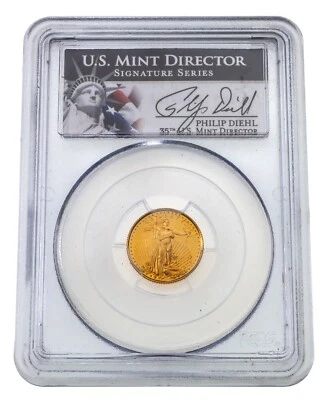 1997-W G$5 1/10 Oz. Gold American Eagle Proof PCGS PR69DCAM Philip Diehl - Image 1 of 4