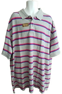 The Foundry Supply Co. Men's Grey Pink Blue Striped Short Sleeve Polo Shirt 3XLT - Picture 1 of 14