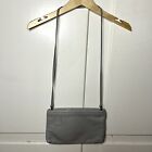 Vintage Anne Klein For Calderon Gray Leather Rectangle Cross Body Shoulder Bag