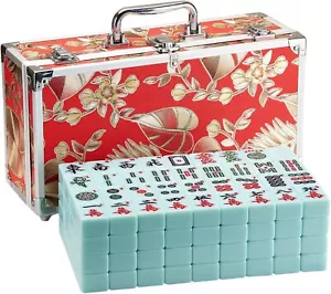 American Mahjong Set 166 Premium Jade Green Mahjong Tiles Large Mahjong Set 1.6 - Picture 1 of 7