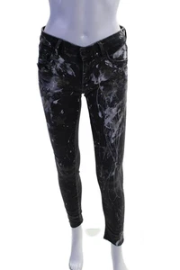 Pantalones de mezclilla ajustados grises talla 27 The Looker pintados estrella tiro medio madre para mujer - Imagen 1 de 5
