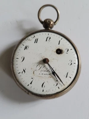 Ancienne montre à coq En Argent axe Balancier OK - Photo 1/4