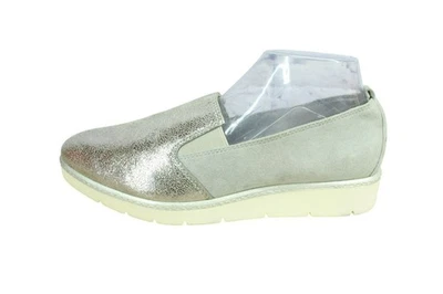 Zapatos mocasines planos sin cordones de cuero plateado para mujer Tamaris Touch It talla 40 EE. UU. 9,5 Foto 1 de 4