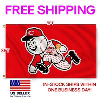 Cincinnati Reds 3x5 ft Flag Banner Man Cave Wall Decor Banner FREE Shipping - Image 1 of 4