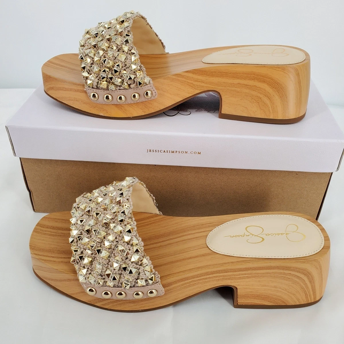 Sandalias De Plataforma Jessica Simpson Kaliah2 - Tacón Alto 3.7" - Puntera Abierta - Gamuza Sintética