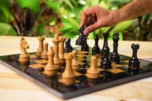 Black Marble Chess Sets | Vintage Marble Chess Board With Pieces | Gifts Decor - Picture 1 of 11