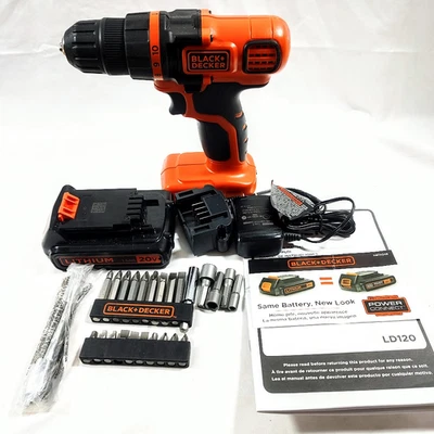 Kit Taladro/Destornillador Black+Decker 20 Voltios, Batería, Cargador y Surtido de Brocas *LEER* Foto 1 de 4