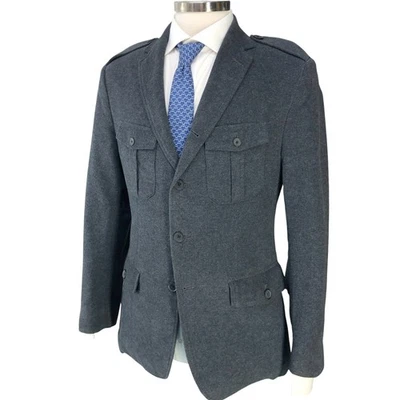 Banana Republic Sport Coat Mens 38 Tailored Fit Gray Military Field Jacket - Image 1 of 4