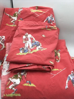 Juego de sábanas de algodón gemelas estilo Pottery Barn niños rojo para jugadores de fútbol 2007 Foto 1 de 4