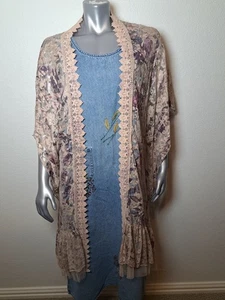 Angel Heart Boutique cardigan LACE VINTAGE Y2K WESTERN DUSTER bohemian KIMONO XL - Picture 1 of 5