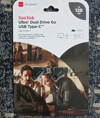 Sandisk 128GB Ultra Dual Drive Go USB Type-C Flash Drive SDDDC3 2 Pack - Image 1 of 2