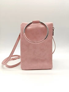 INC Charlii bangle handle textured faux-leather crossbody bag clutch - PEACH - Picture 1 of 8