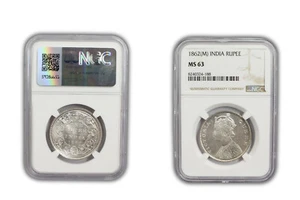 1862 M British India Rupee Coin NGC MS63 - Picture 1 of 2