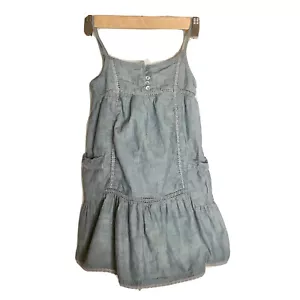 GAP Kids Little Girls Adorable Ruffled Denim Button Pocket Sun Dress Size Small - Picture 1 of 12