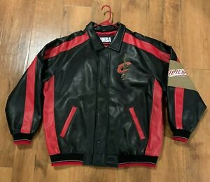 Vintage NBA G-III Carl Banks Cleveland Cavaliers Faux Leather Jacket Size XL EUC