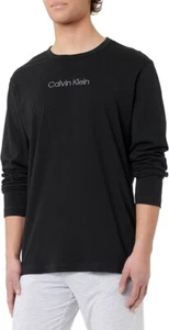 Camiseta para hombre Calvin Klein manga larga cuello redondo 100 % algodón negra talla XL - Imagen 1 de 4