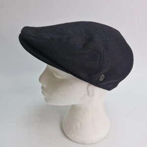 Men's Jaxon & James Black Melton Wool Flat Cap size M - Picture 1 of 6