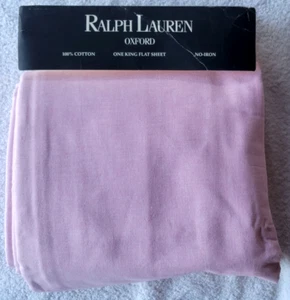 Nuevo RALPH LAUREN Chambray Oxford Rosa Claro King Sábana Plana ~ 100% Algodón - Imagen 1 de 4