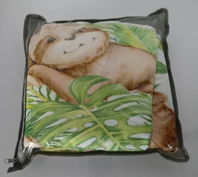 Cute Sloth Kids Fitted Sheet Twin Size With 1 Pillowcase Palm Leaves Tropical - Image 1 of 2