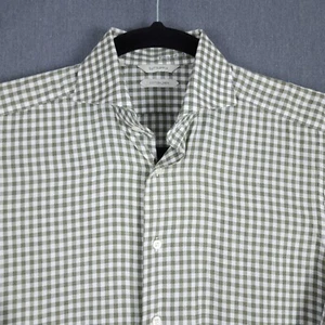 Suitsupply Cotton Linen Shirt Mens 15 38 Gingham Check Long Sleeve Button - Picture 1 of 10