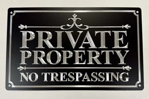 Reflective Engraved Private Property No Trespassing Metal 13x8 House Yard Sign - Picture 1 of 10