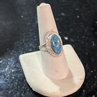 Vintage~Sterling Silver~Handmade Genuine Oval Turquoise Ring~4.4g~Sz.8
