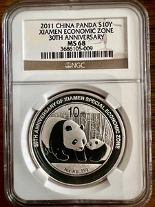 2011 China Panda Xiamen Economic Zone 30th Anniversary MS68 NGC MS 68 Silver 10Y - Picture 1 of 2