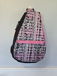 NWT GloveIt Women's Pixel Plaid Tennis Athletic Sling Backpack, Fits 2 Racquets - Picture 1 of 6