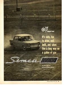 SIMCA 1000 ~ ORIGINAL 3-SEITIGER STRASSENTEST / ARTIKEL / ANZEIGE von 1963 - Bild 1 von 1