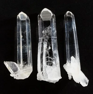 Clear Lemurian Quartz Crystal Points Crystals Colombia 3 pcs. 43-48mm H13672 - Picture 1 of 10