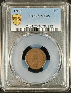 1869 Indian Head Cent PCGS VF25 2094.25/40782232 Exquisite Coin Rare - Picture 1 of 12