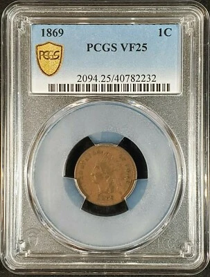 1869 Indian Head Cent PCGS VF25 2094.25/40782232 Exquisite Coin Rare - Image 1 of 4